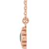 14 Karat Rose Gold Lab Grown Emerald Bezel Set Beaded 16 inch Necklace