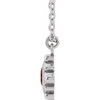 14 Karat White Gold Lab Grown Ruby Bezel Set Beaded 16 inch Necklace