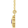 14 Karat Yellow Gold Amethyst Bezel Set Beaded 16 inch Necklace