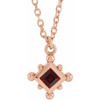 14 Karat Rose Gold Mozambique Garnet Bezel Set Beaded 16 inch Necklace