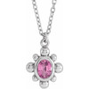 14 Karat White Gold Natural Pink Sapphire Beaded 16 inch Necklace