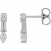 Sterling Silver 0.25 Carat Natural Diamond Multi Shape Bar Earrings