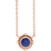 14 Karat Rose Gold 3 mm Blue Sapphire Beaded Bezel Set 18 inch Necklace