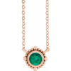 14 Karat Rose Gold 3 mm Emerald Beaded Bezel Set 18 inch Necklace