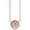 14 Karat Rose Gold 3 mm White Sapphire Beaded Bezel Set 18 inch Necklace