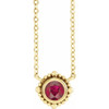 14 Karat Yellow Gold 3 mm Natural Ruby Beaded Bezel Set 18 inch Necklace