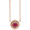 14 Karat Rose Gold 3 mm Ruby Beaded Bezel Set 18 inch Necklace