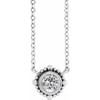 14 Karat White Gold 5 mm White Sapphire Beaded Bezel Set 18 inch Necklace