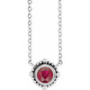 Sterling Silver 3.5 mm Natural Ruby Beaded Bezel Set 18 inch Necklace