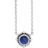 14 Karat White Gold 3.5 mm Blue Sapphire Beaded Bezel Set 18 inch Necklace