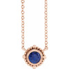 14 Karat Rose Gold 4 mm Blue Sapphire Beaded Bezel Set 18 inch Necklace