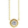 14 Karat Yellow Gold 4.5 mm Natural White Sapphire Beaded Bezel Set 18 inch Necklace