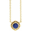 14 Karat Yellow Gold 4 mm Natural Blue Sapphire Beaded Bezel Set 18 inch Necklace