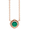 14 Karat Rose Gold 4.5 mm Natural Emerald Beaded Bezel Set 18 inch Necklace