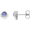 Platinum Natural Tanzanite and .08 Carat Natural Diamond Earrings