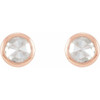 14 Karat Rose Gold .05 Carat Rose Cut Natural Diamond Bezel Set Earrings