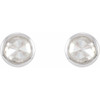 14 Karat White Gold .05 Carat Rose Cut Natural Diamond Bezel Set Earrings