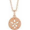 14 Karat Rose Gold .015 Carat Diamond Sand Dollar 16 inch Necklace