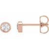 14 Karat Rose Gold 0.13 Carat Rose Cut Natural Diamond Bezel Set Earrings