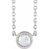 Sterling Silver 0.12 Carat Rose-Cut Natural Diamond Bezel Set 18 inch Necklace