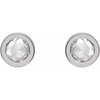 Platinum 0.33 Carat Rose Cut Natural Diamond Bezel Set Earrings