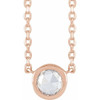 14 Karat Rose Gold 0.12 Carat Rose Cut  Diamond Bezel Set 18 inch Necklace