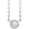 14K White .06 Carat Rose-Cut Natural Diamond Bezel Set 18 inch Necklace