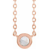 14 Karat Rose Gold .06 Carat Rose Cut  Diamond Bezel Set 18 inch Necklace