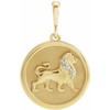 14 Karat Yellow Gold .02 carat Diamond Lion Pendant