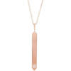 14 Karat Rose Gold .03 Carat Diamond Engravable Bar 18 inch Necklace