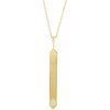 14 Karat Yellow Gold .03 Carat Natural Diamond Engravable Bar 18 inch Necklace