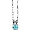 Platinum 3.5 mm Round Natural London Blue Topaz 16 inch Necklace