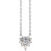 14 Karat White Gold Natural White Sapphire and .08 Carat Natural Diamond 18 inch Necklace