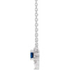 14 Karat White Gold Natural Blue Sapphire and .08 Carat Natural Diamond 18 inch Necklace