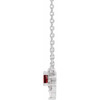 14 Karat White Gold Mozambique Garnet and .08 Carat Diamond 18 inch Necklace