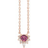 14 Karat Rose Gold Pink Tourmaline and .08 Carat Diamond 18 inch Necklace
