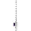 14 Karat White Gold Natural Amethyst and .08 Carat Natural Diamond 18 inch Necklace