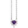 Sterling Silver Natural Amethyst and .08 Carat Natural Diamond 18 inch Necklace