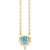 14 Karat Yellow Gold Blue Zircon and .08 Carat Diamond 18 inch Necklace