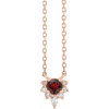 14 Karat Rose Gold Mozambique Garnet and .08 Carat Diamond 18 inch Necklace