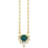 14 Karat Yellow Gold Lab Grown Alexandrite and .08 Carat Natural Diamond 18 inch Necklace