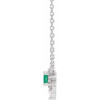 Platinum Lab Grown Emerald and .08 Carat Natural Diamond 18 inch Necklace