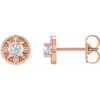 14 Karat Rose Gold 0.20 Carat Natural Diamond Floral Inspired Earrings