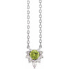 Platinum  Peridot and .08 Carat Diamond 18 inch Necklace
