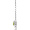 Platinum  Peridot and .08 Carat Diamond 18 inch Necklace