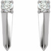 Platinum 0.16 Carat Natural Diamond Knife Edge Bar Earrings