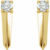 14 Karat Yellow Gold 0.16 Carat Natural Diamond Knife Edge Bar Earrings