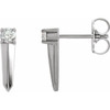 14 Karat White Gold 0.16 Carat Natural Diamond Knife Edge Bar Earrings