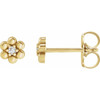 14 Karat Yellow Gold .03 Carat Natural Diamond Beaded Daisy Earrings