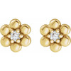 14 Karat Yellow Gold .03 Carat Natural Diamond Beaded Daisy Earrings